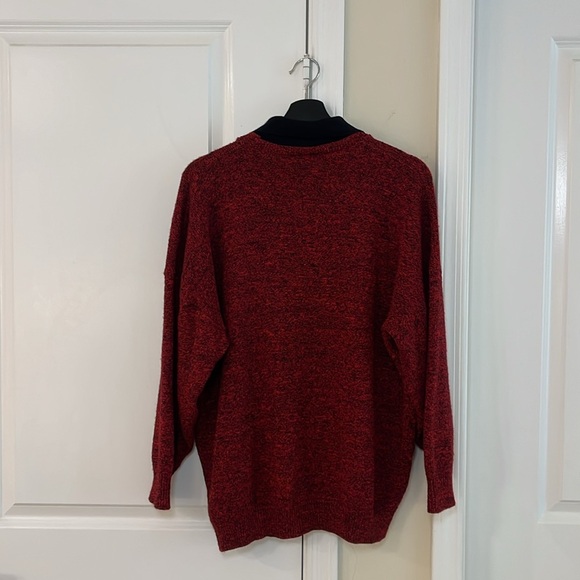 90s Vintage Grandpa Sweater with Black Collar Detailing - Picture 3 of 17
